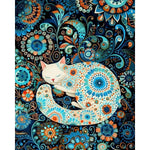 peinture l'huile numérique diy motif floral chat endormi décoration murale multicolore art abstrait