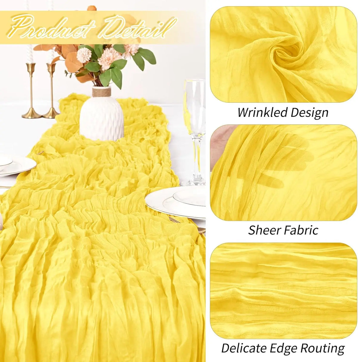 nappe jaune bohème texturée semi transparente décoration intérieure événements saisonnières