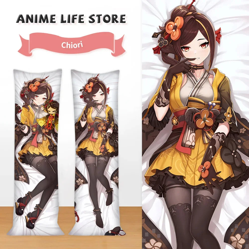 coussin anime jaune noir rouge blanc floral satiné traditionnel japonais zip poche intérieure 40x60cm