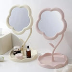 miroirs table décoratifs fleurs rose blanc jaune tulipes marguerites lisses mat kawaii chambre