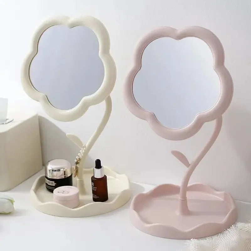 miroirs table décoratifs fleurs rose blanc jaune tulipes marguerites lisses mat kawaii chambre