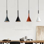 lustre led couleur rose blanc noir moderne minimaliste conique inversé opale chambre cuisine