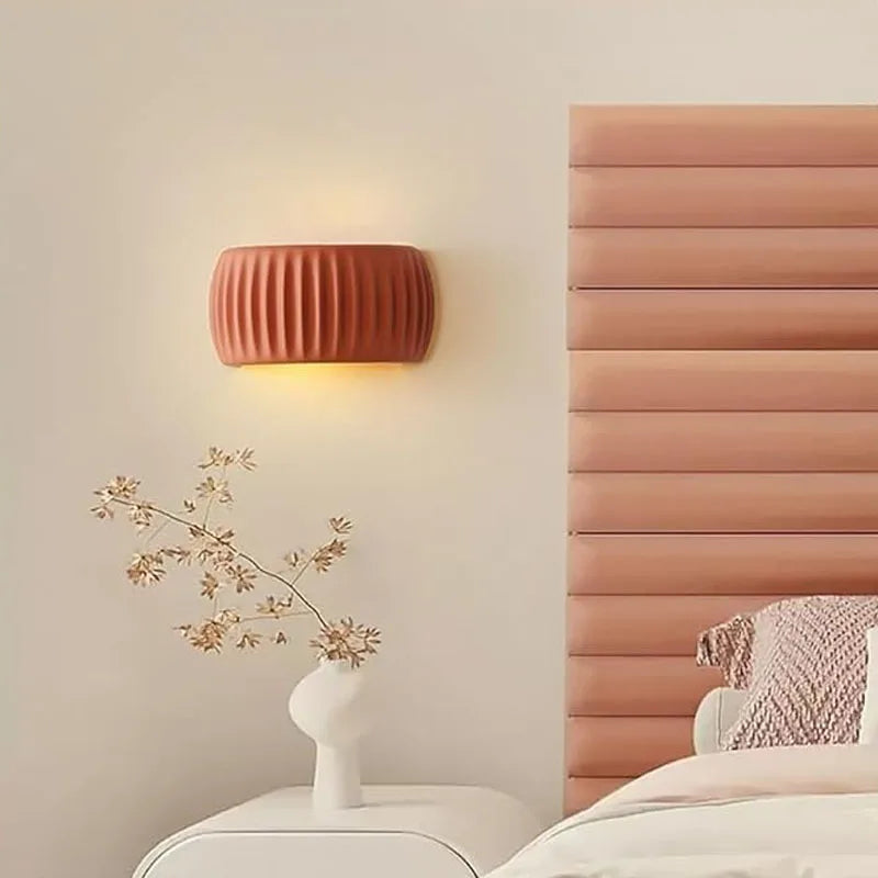 applique murale moderne vert clair citrouille rayures verticales led chambre couloir decorationintérieur