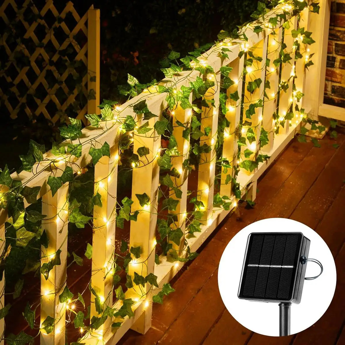 guirlande lumineuse feuilles vert adhésif moderne 100 led blanc contemporain extérieur étanche festive mariage