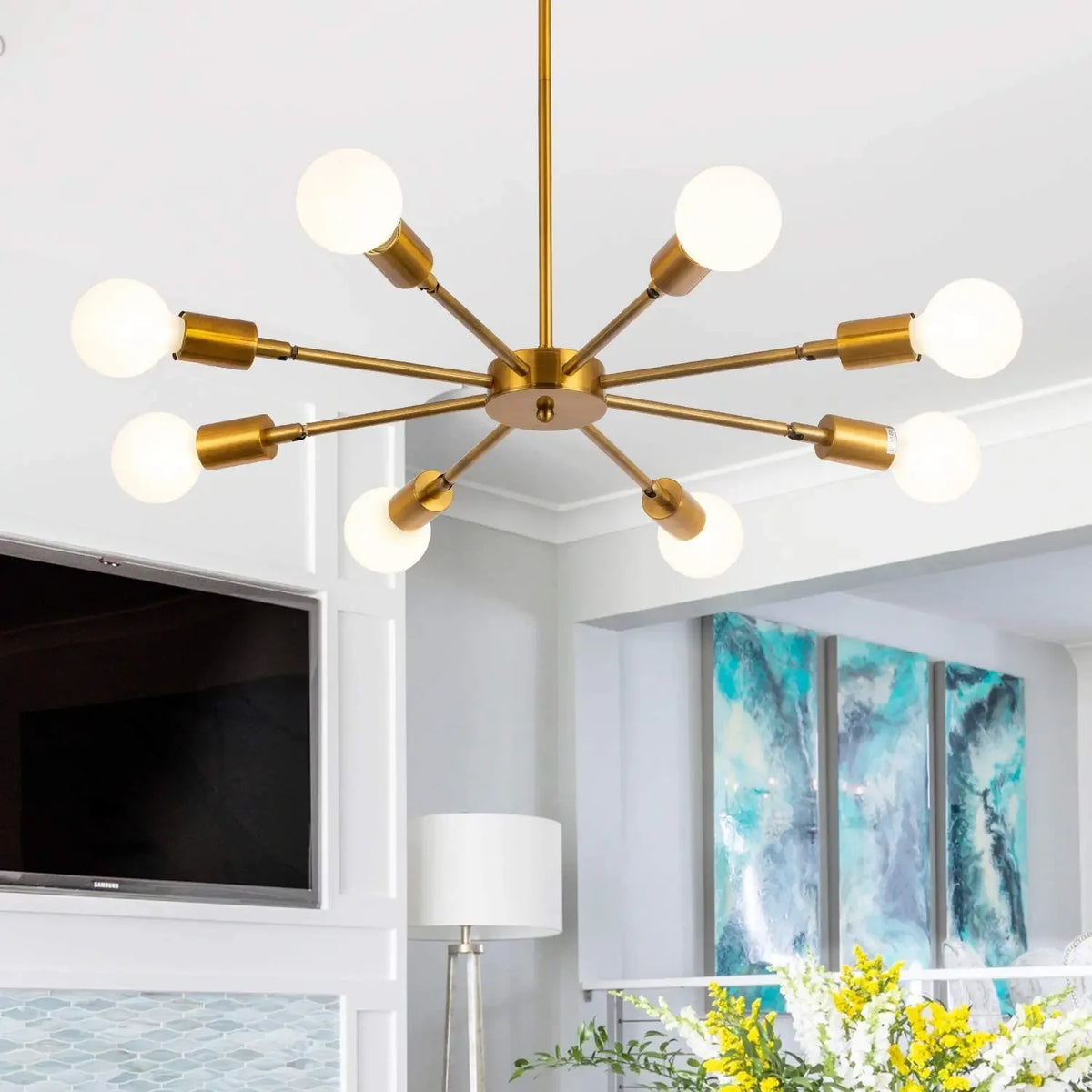 chandelier industriel moderne or noir ampoules e26 verre transparent