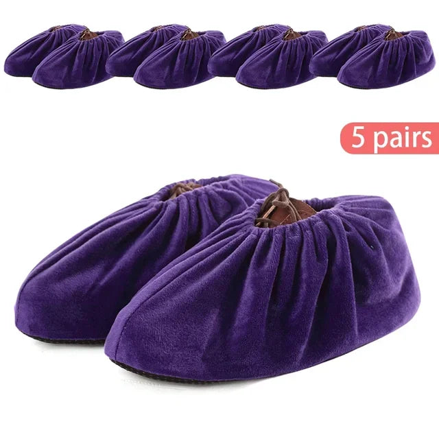 protège chaussures velours non glissants réutilisables lavables intérieur extérieur moderne rouge bleu violet marron