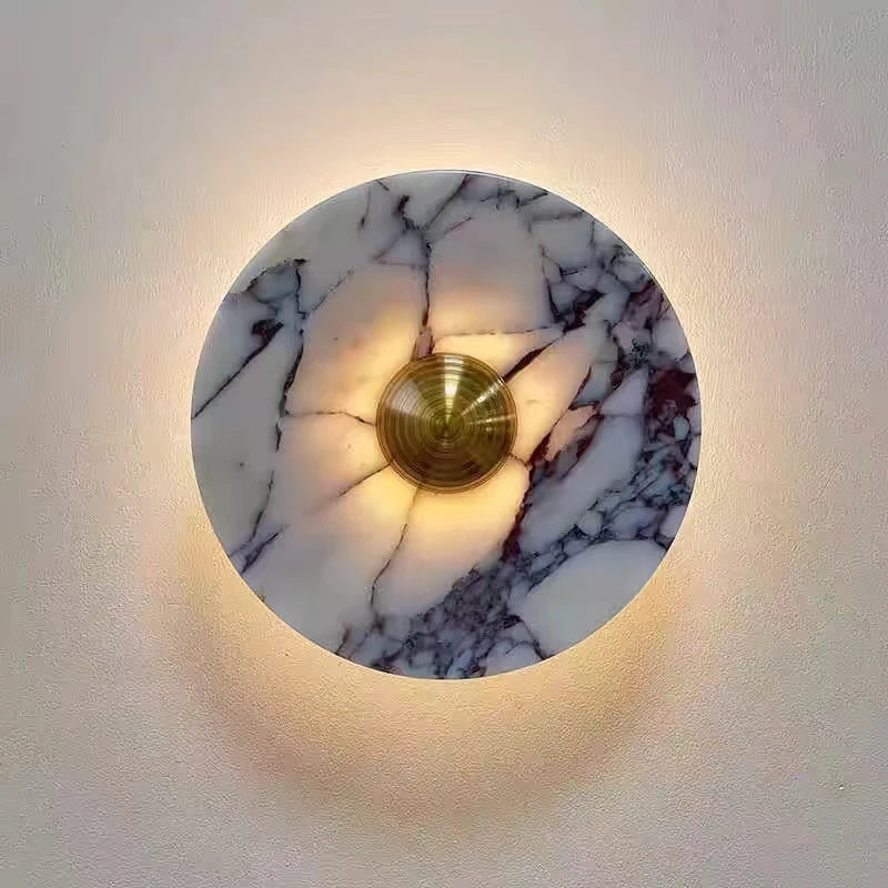 applique murale moderne marbre blanc veines grises éclairage led fixation chambre cuisine salle manger