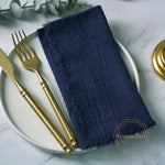 serviettes cuisine rustiques coton noir orange beige blanc rose pâle franges rustic naturel