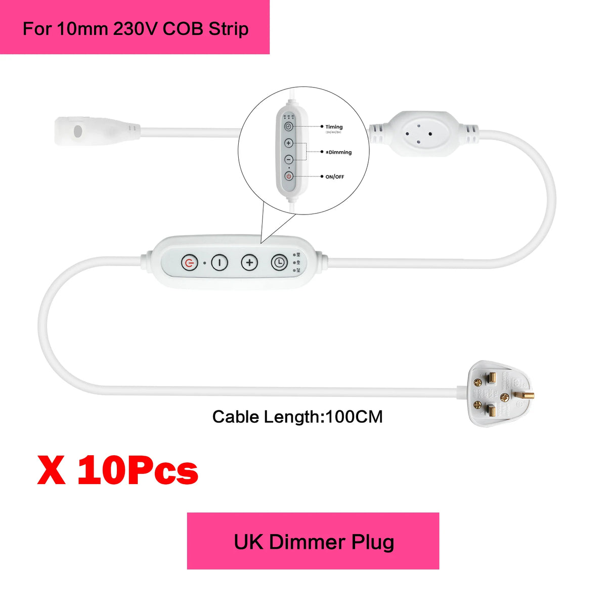 adaptateur led commutateur atténuation blanc moderne câble puissance 100cm prises eu uk us