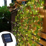 guirlande lumineuse solaire feuilles vertes lumières blanches moderne extérieur jardin terrasse festive