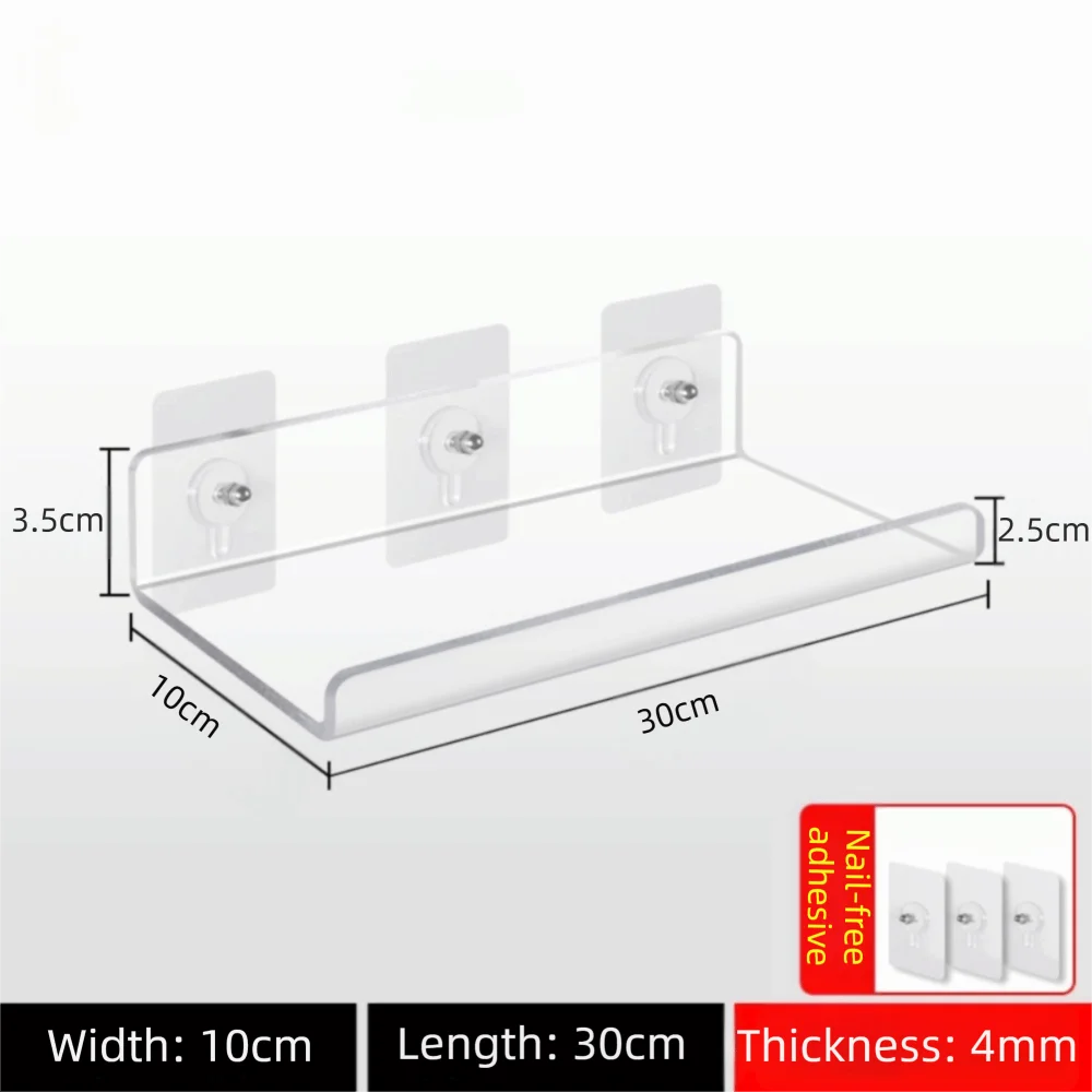 étagère murale transparente moderne adhésive réutilisable 20x10cm 30x10cm sans perçage