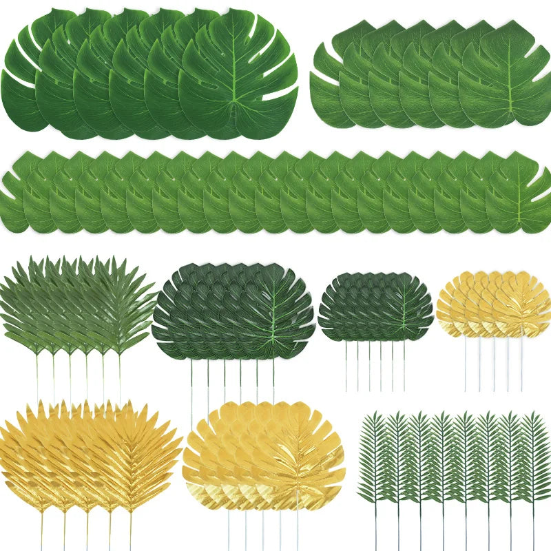 feuilles palmier artificielles vertes décorations tropicales plantes synthétiques fête mariage jungle safari