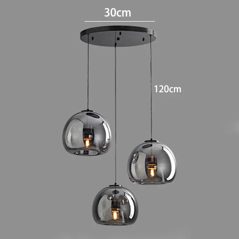 suspension pendentif noir transparent moderne têtes ambrées têtes noires flux lumineux 249 2000 autonome