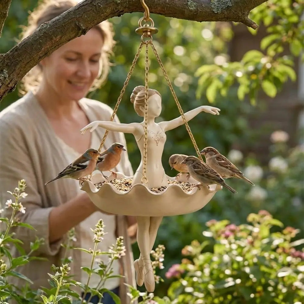 suspension decorative ballerine blanche or plante oiseau danse classiqueextérieur résistant