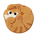 tapis rond orange chaton doux cartoon antidérapant sans bpa sans pvc peluche 50cm maison