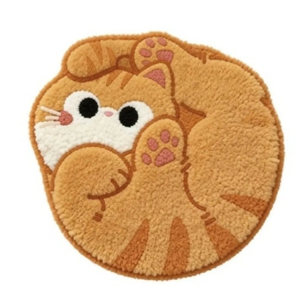 tapis rond orange chaton doux cartoon antidérapant sans bpa sans pvc peluche 50cm maison