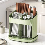organisateur vaisselle blanc vert transparent moderne cuillères fourchettes couteaux assiettes baguettes drainage