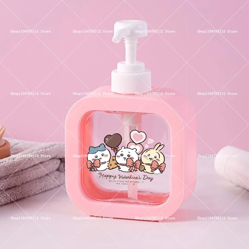 distributeur savon liquide rose dessins animés personnages mignons transparent moderne poignée pompe rechargeable