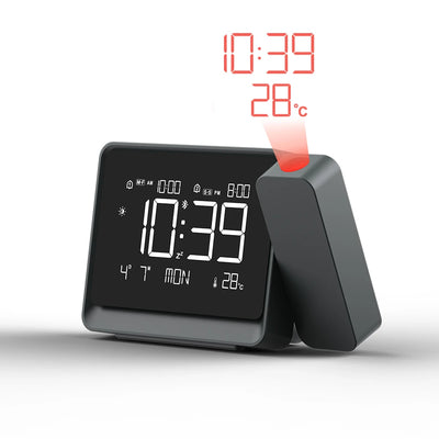 projecteur horloge numérique éclairage nocturne moderne surface mat noir température bluetooth réglable apaisant chambre