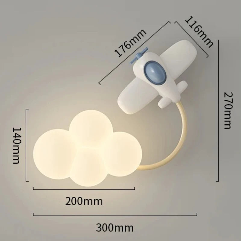 lampe murale moderne nuages avions cerfs volants étoiles arc ciel enfants led multicolore