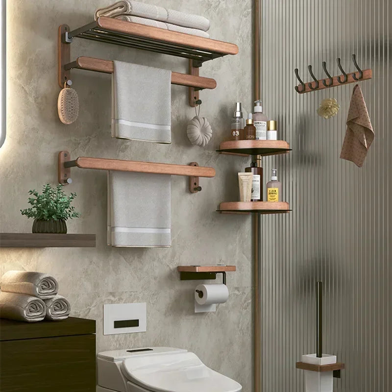 étagères salle bain modernes rustiques bois aluminium non perforées installer murales serviettes brosse dents