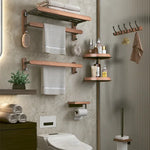 étagères salle bain modernes rustiques bois aluminium non perforées installer murales serviettes brosse dents