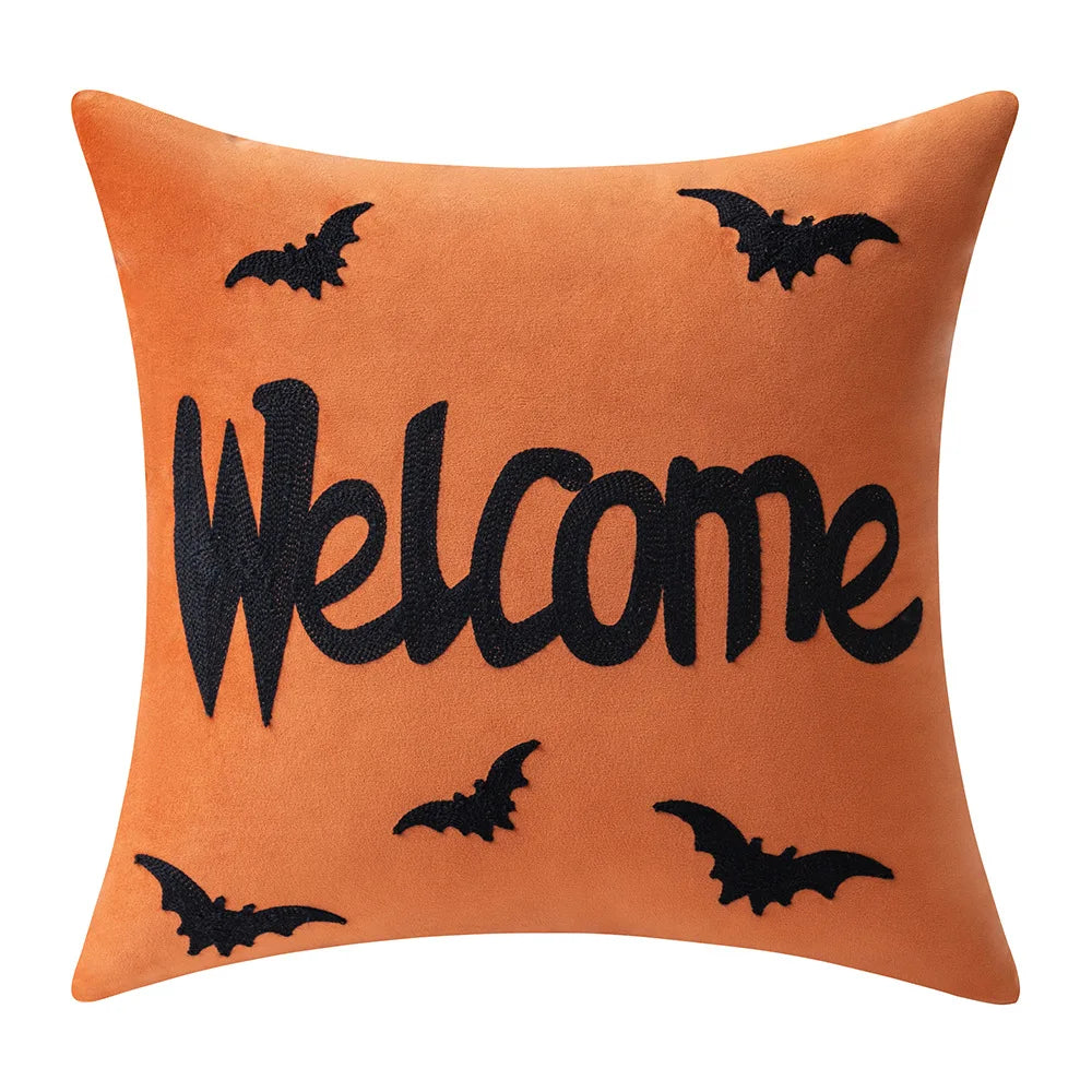 taies d'oreiller halloween orange citrouille araignée deco sofa lit polyester respectueux environnement non toxique