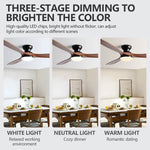 ventilateur noir bois led télécommande contemporain 42 52 pouces