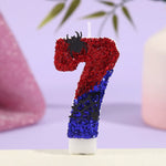 bougies décoratives paillettes rouge bleu noir boîte rangement tringles blanches decoration opaque