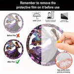 cadre circulaire boho violet noir doré fleurs papillons étoiles opalescent elfes suspension 20cm