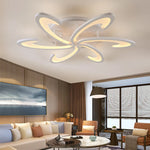 lampe suspendue moderne acrylique floral blanc éclairage quotidien led interrupteur bouton