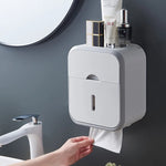 distributeur papier toilette mural adhésif moderne minimaliste blanc beige texture striée