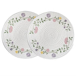 ensemble assiettes sous verres fleurs motif artisanal rustique cuisine table manger