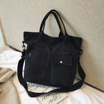 sac bandoulière toile unisexe polyester doux solide blanc noir poche avant cross body