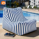 coussin d'assise jardin rayures beige blanc moderne piscine extérieur housse fauteuil plage grande