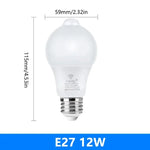 ampoule led e27 détecteur mouvement blanc moderne 12w 15w 18w 20w 6w 9w