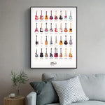 affiche moderne guitares colorées décoration mur salon toile haute qualité digital print chambre