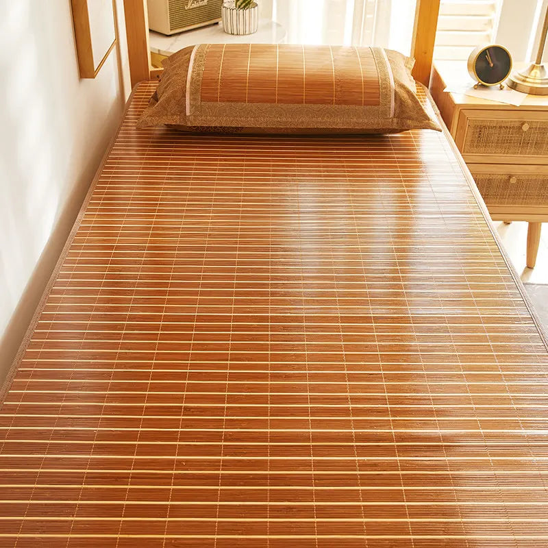 tapis sol moderne rayures horizontales marron clair beige opaque maison chambre coucher