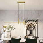 lampe suspendue rectangulaire moderne aluminium noir or salon cuisine table manger