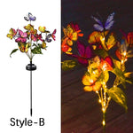 lumière solaire bouquet papillons colorés feuilles vertes moderne violet orange jaune