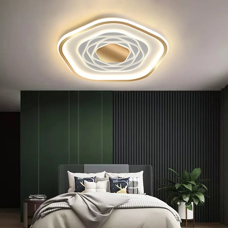 plafonnier led moderne géométrique blanc noir éclairage quotidien monté surface télécommande