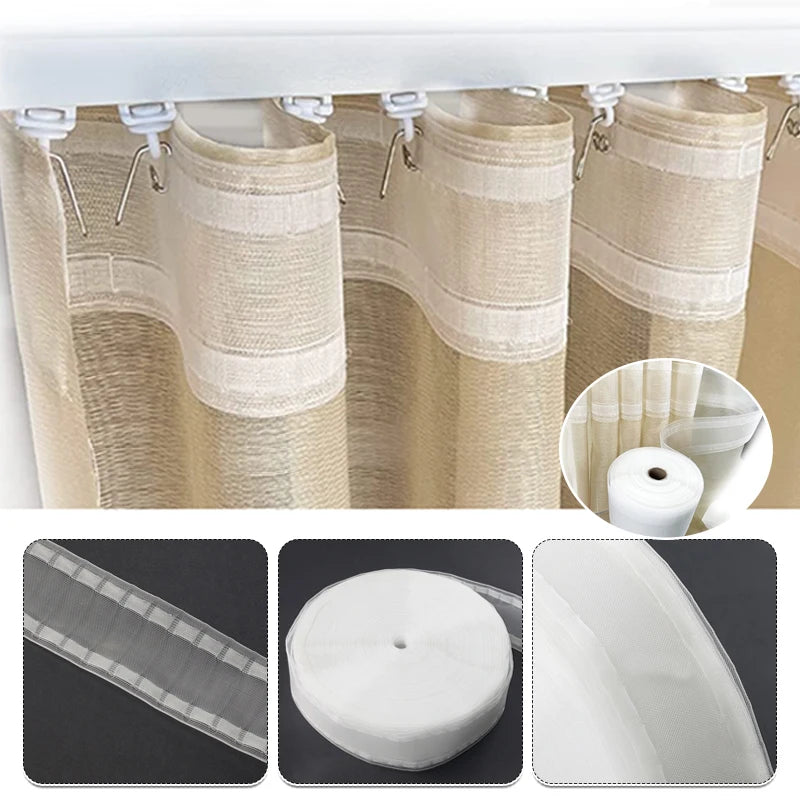 rideaux polonais ruban maille tissu transparent moderne tringle métal 10m 20m tape textile blanc