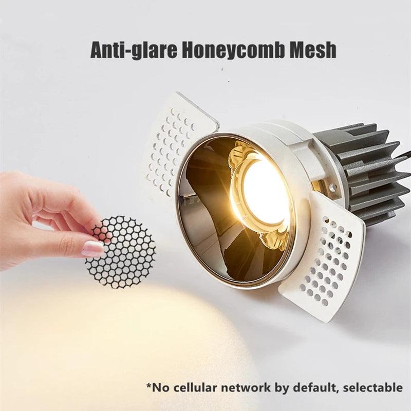 lot spots led encastrés blanc grille hexagonale anti reflet réglable moderne