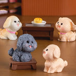 ornement jardin chien figurine résine mignonne cartoon blanc gris Jaune