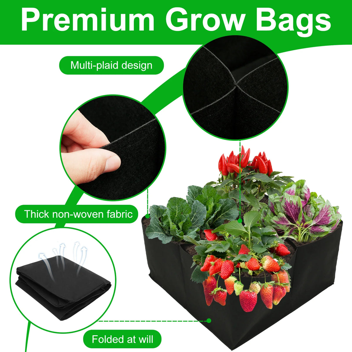 sac culture tissu texturé jardinage rectangle noir fleurs légumes drainage horticultureextérieur pots jardinière