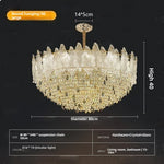 lustre cristal transparent doré feuilles pendeloques classique chambre salon