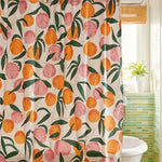 rideau douche moderne orange pêches feuilles anti moisissure opaques polyester anneaux