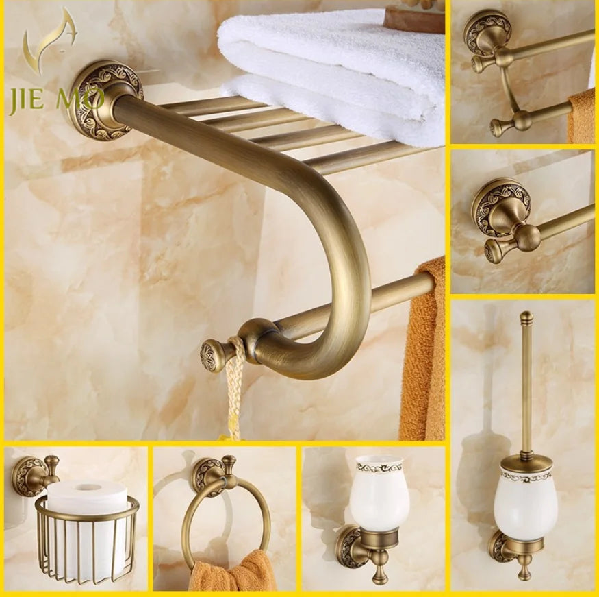 accessoires salle bain cuivre brossé élégants porte serviettes porte savon porte gobelets porte papier