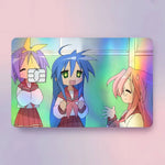 carte crédit personnalisée adhésive personnages animés holographique noir bleu vert arc ciel moderne illustratif