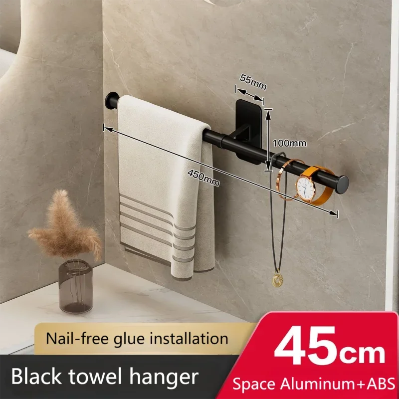 support mural serviettes plaque adhésive moderne noir lisse respectueux environnement chambre